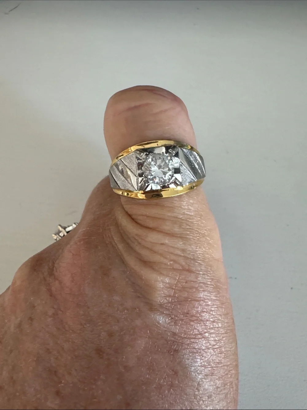 Vintage Joseph Esposito gold plated ring with simulated diamond size 11